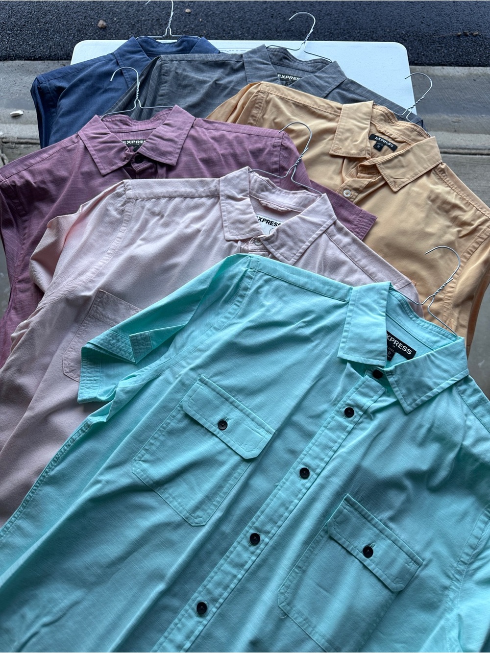 Express Men’s Short Sleeve Button-Up Shirt Bundle - Pastel Color Mix